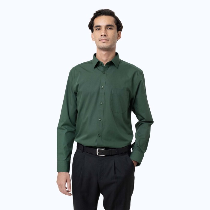 Dark green men's dress shirt