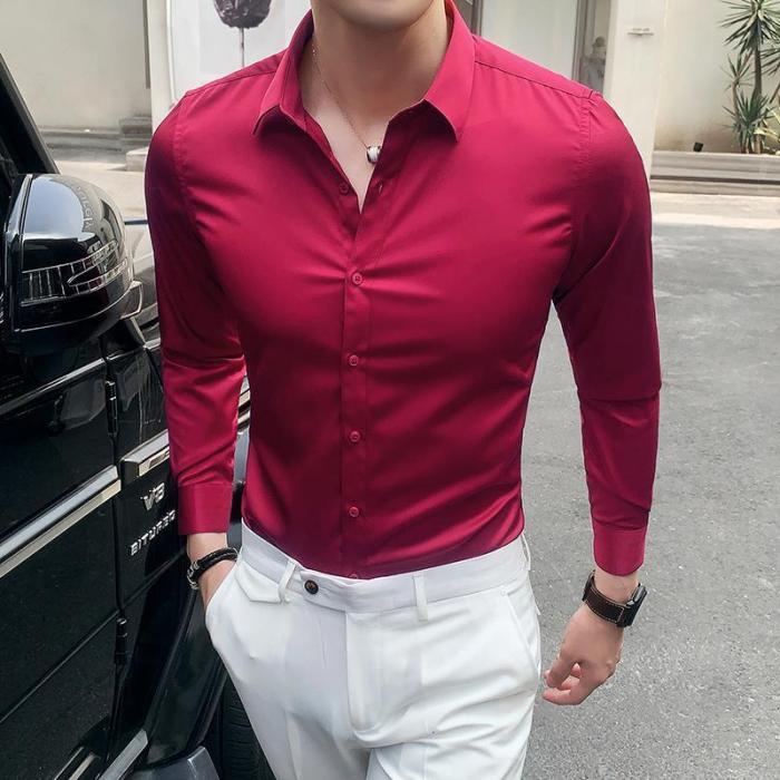 Mens red dress shirt