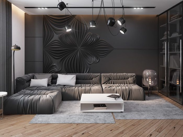 How to decorate living room with dark walls