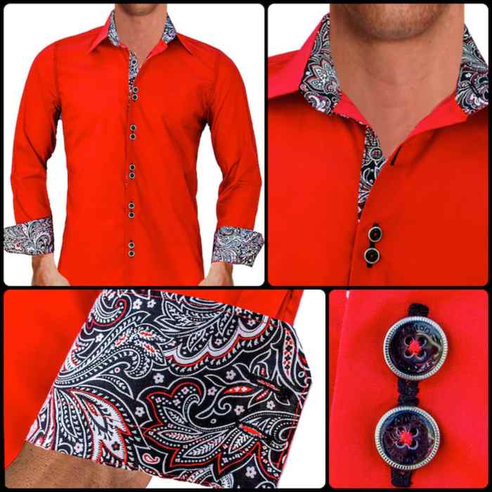 Bright red dress shirt mens