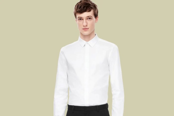 Mens white dress shirt without pocket